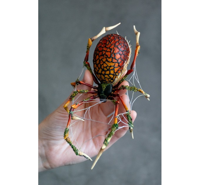 Collectible Handmade Fire spider sculpture. OOAK