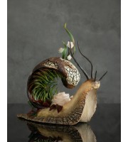 Collectible snail sculpture with roses. Handmade fantasy OOAK 