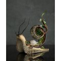 Collectible snail sculpture with roses. Handmade fantasy OOAK 