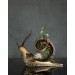 Collectible snail sculpture with roses. Handmade fantasy OOAK 