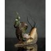 Collectible snail sculpture with roses. Handmade fantasy OOAK 