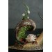 Collectible snail sculpture with roses. Handmade fantasy OOAK 