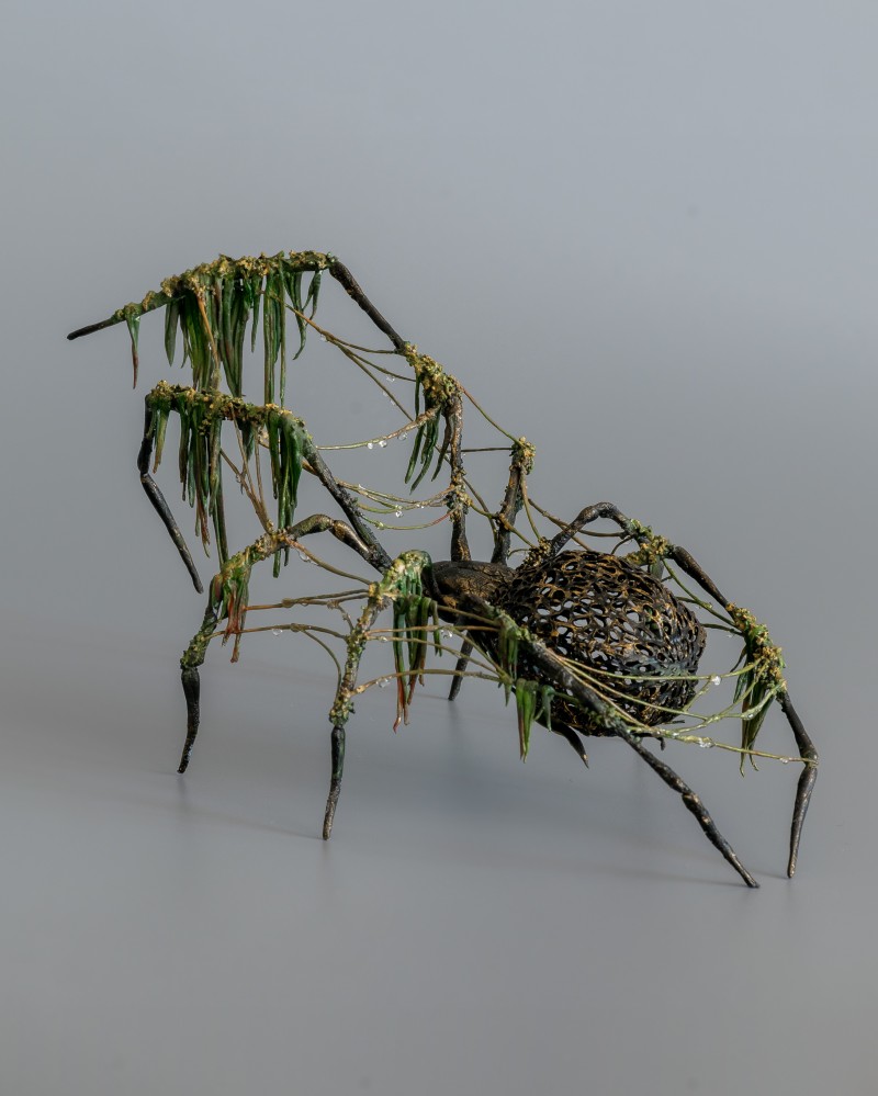 Black spider sculpture