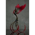 Handmade Phoenix statue bird. Black and red 