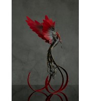 Handmade Phoenix statue bird. Black and red