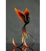 Handmade Phoenix statue bird. Dark fire bird