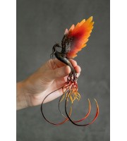 Handmade Phoenix statue bird. Dark fire bird