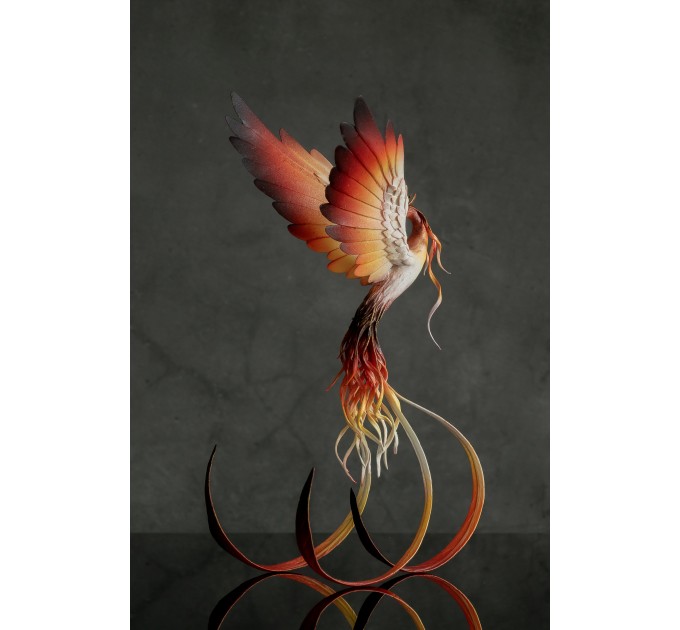 Handmade Phoenix statue bird. Fire bird