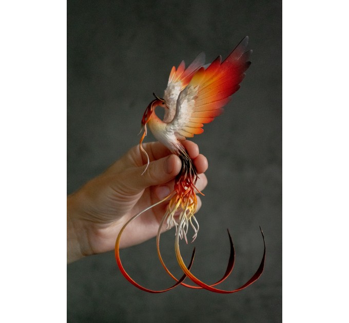 Handmade Phoenix statue bird. Fire bird