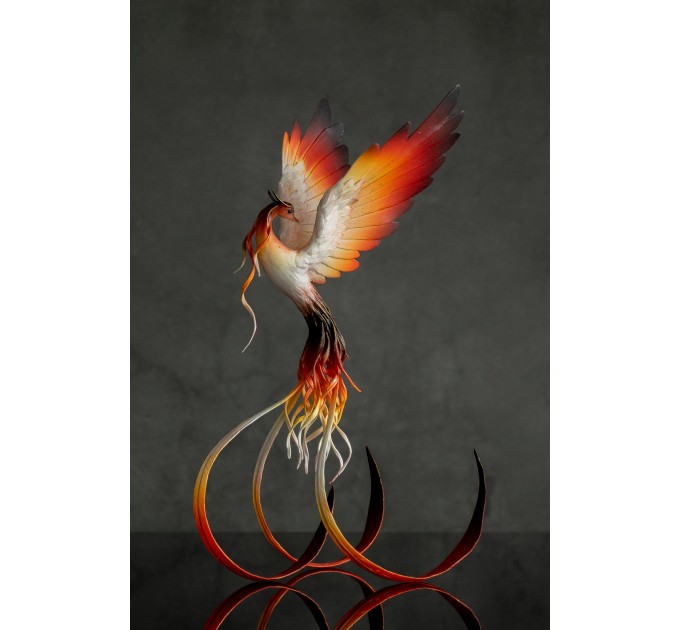 Handmade Phoenix statue bird. Fire bird