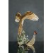 Collectible Owl sculpture with a fire butterfly. OOAK