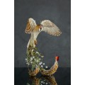 Collectible Owl sculpture with a fire butterfly. OOAK