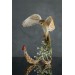 Collectible Owl sculpture with a fire butterfly. OOAK