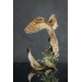 Collectible Owl sculpture with a fire butterfly. OOAK