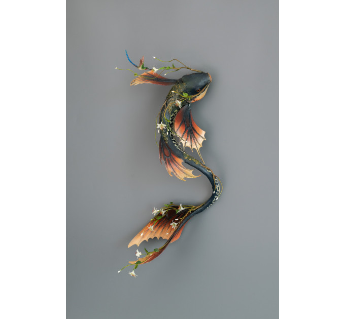 Fantasy koi sculpture. Handmade from air-dry clay. 