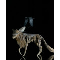  Sculpture wolf with a crow. Handmade from air-dry clay