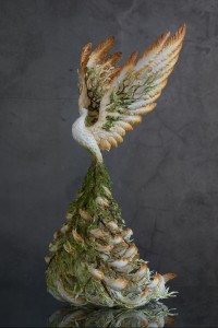 Collectible Phoenix Statue bird made of air clay. Fantasy OOAK